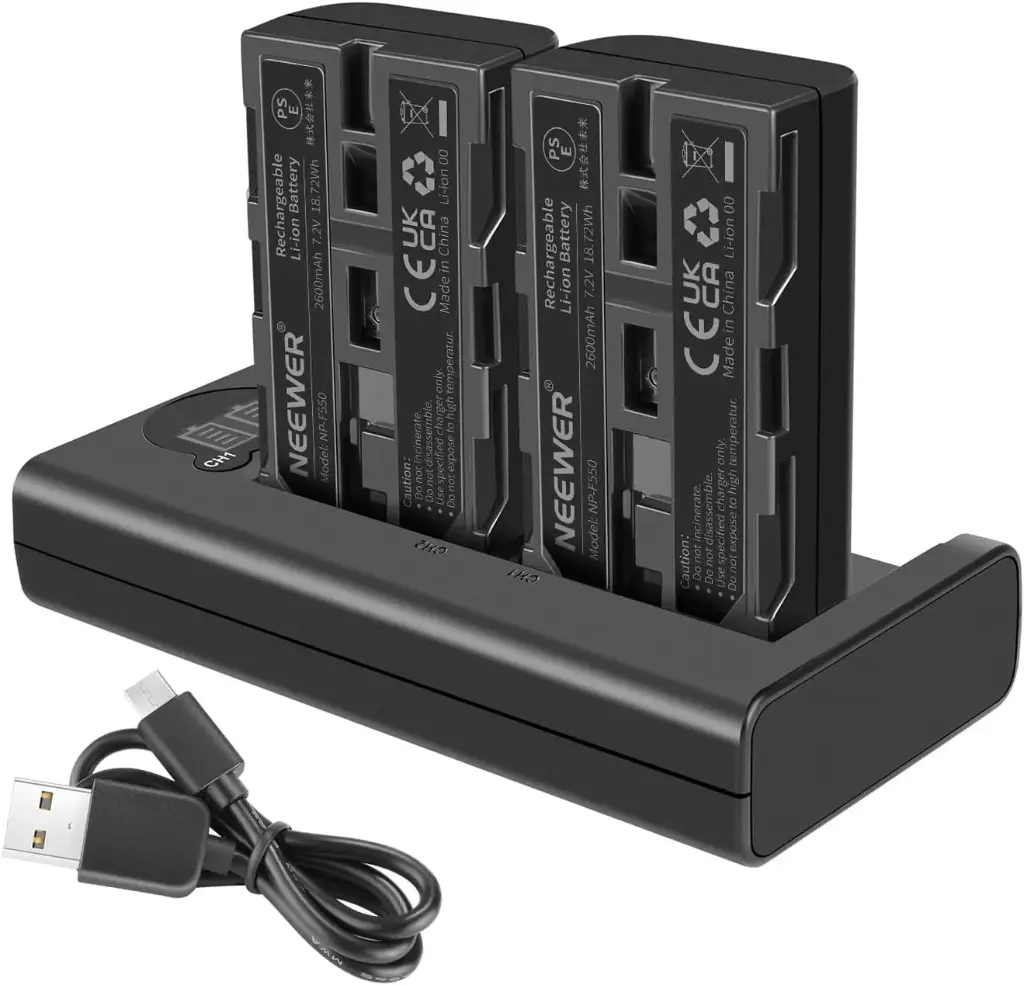 [10102989] Kit 2 Baterías Neewer NP-F550 2600mAh con Cargador USB Dual