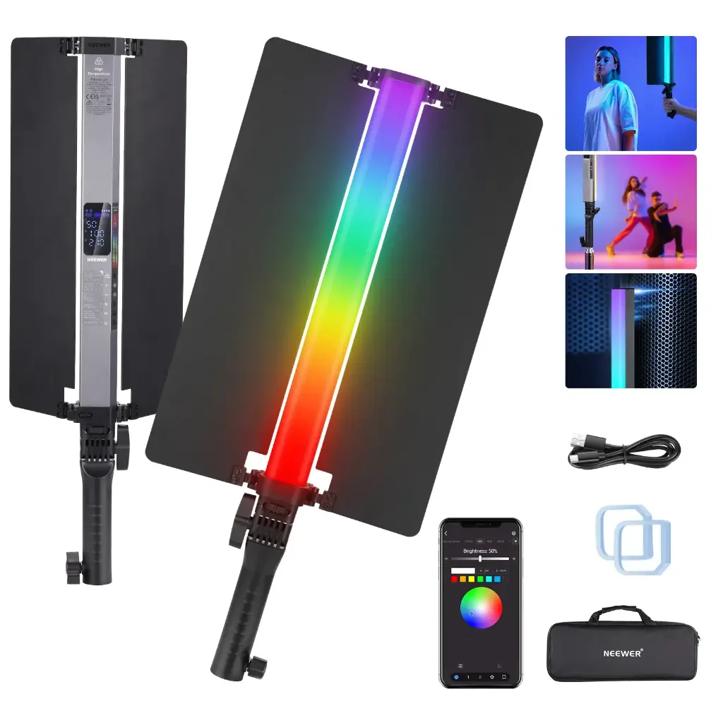 Tubo de luz LED NEEWER RGB2 con visera metálica