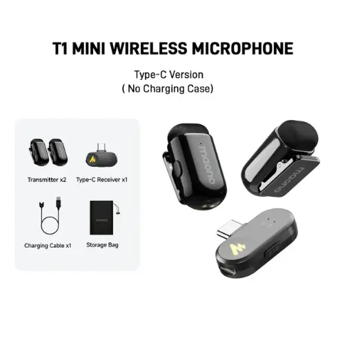 Microfono Lavalier Maono Wave T1 mini doble USB-C