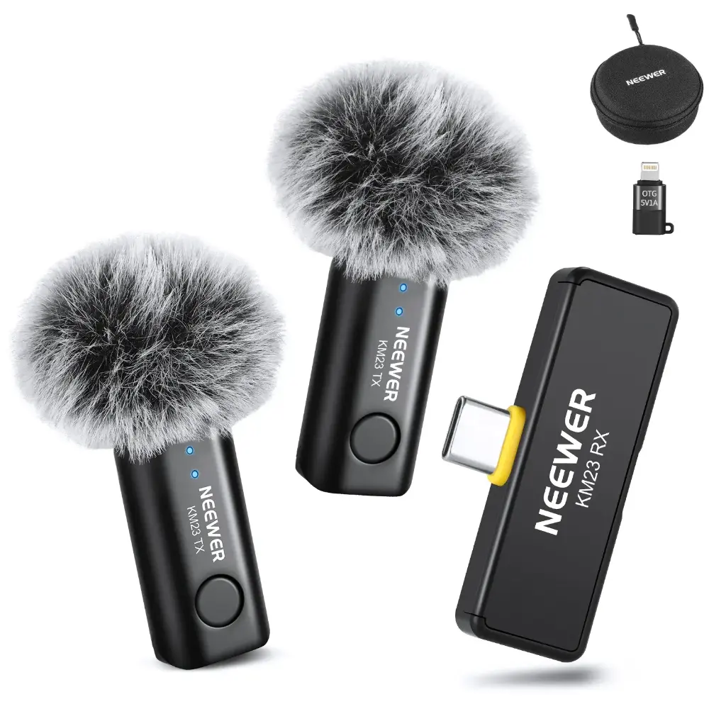 [21000180] Kit de Micrófono Inalámbrico Neewer KM23 de Solapa