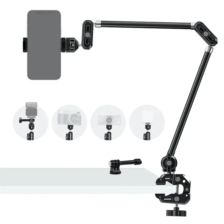 [10107118] Set de Brazos Mágicos Ajustables de Escritorio de 2 Secciones con Conector GoPro Neewer